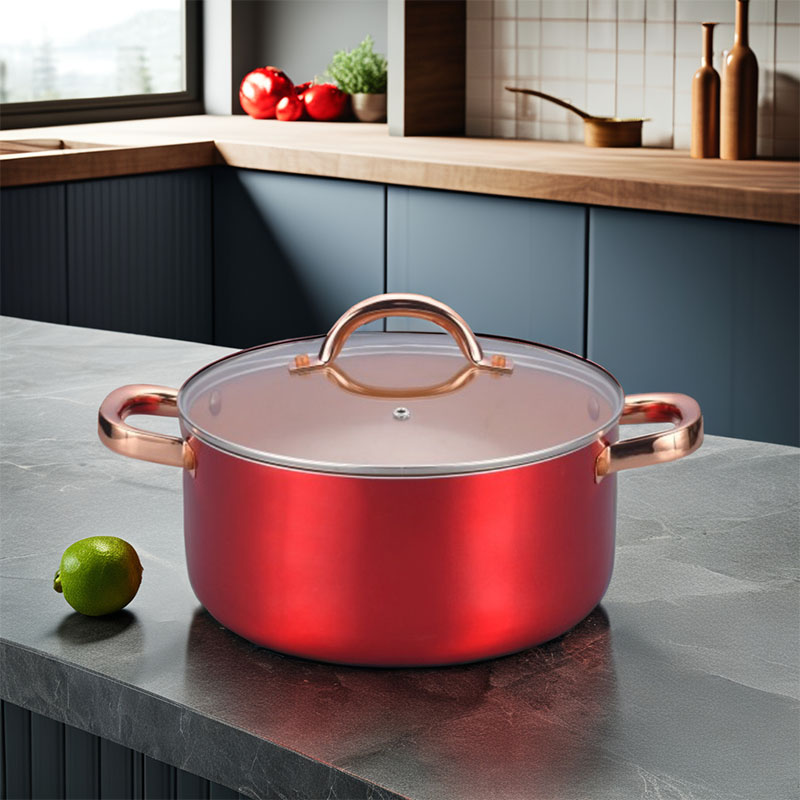 Macetas de cocción de cobre de acero inoxidable utensilios de cocina presionados