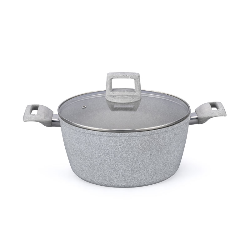 Soft Touch Kitchenware Juego de utensilios de cocina forjados con grano de madera de mármol
