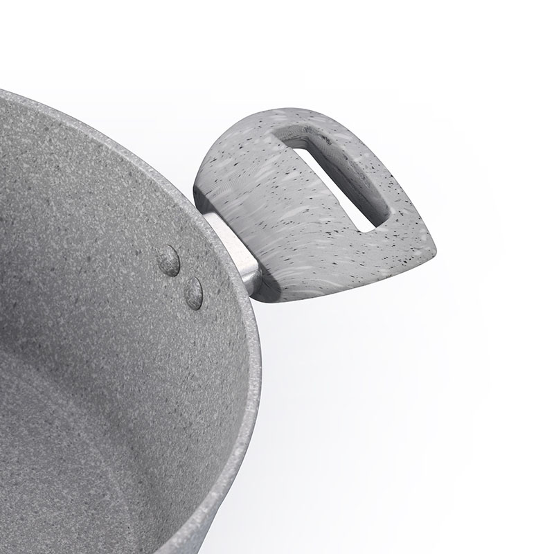 Soft Touch Kitchenware Juego de utensilios de cocina forjados con grano de madera de mármol