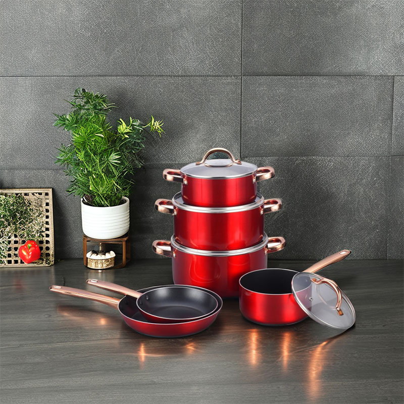 Macetas de cocción de cobre de acero inoxidable utensilios de cocina presionados