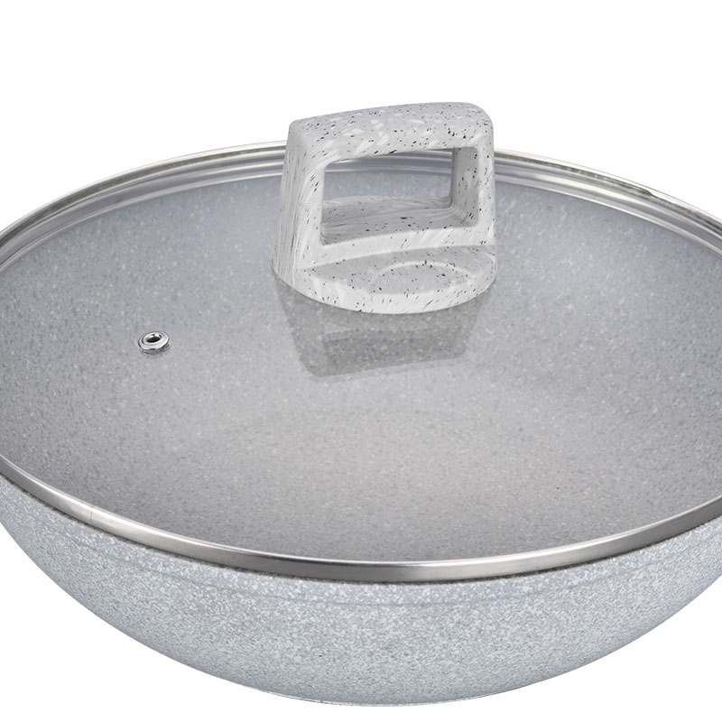 Soft Touch Kitchenware Juego de utensilios de cocina forjados con grano de madera de mármol