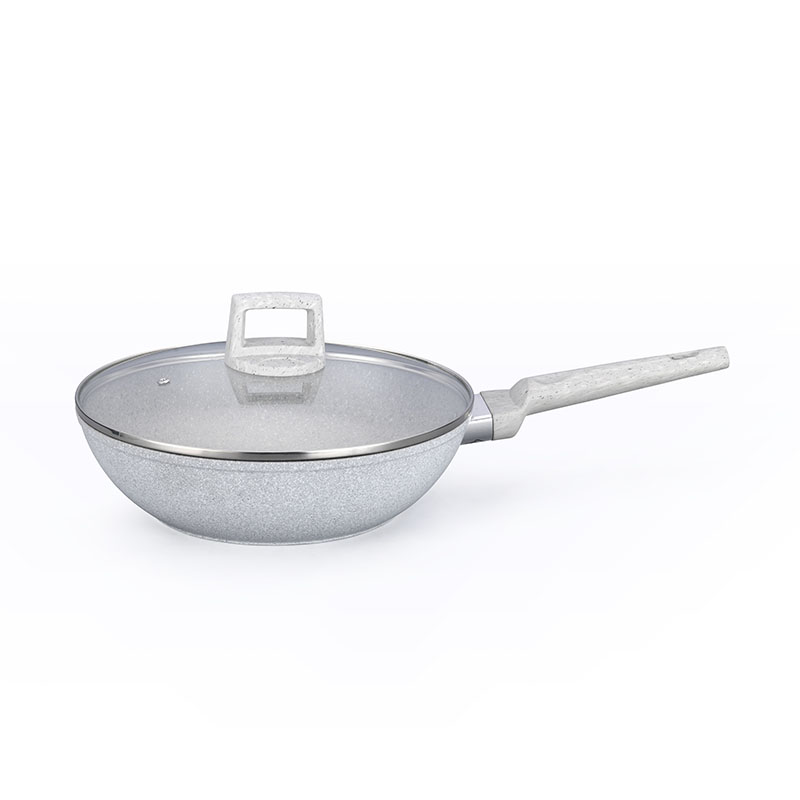 Soft Touch Kitchenware Juego de utensilios de cocina forjados con grano de madera de mármol