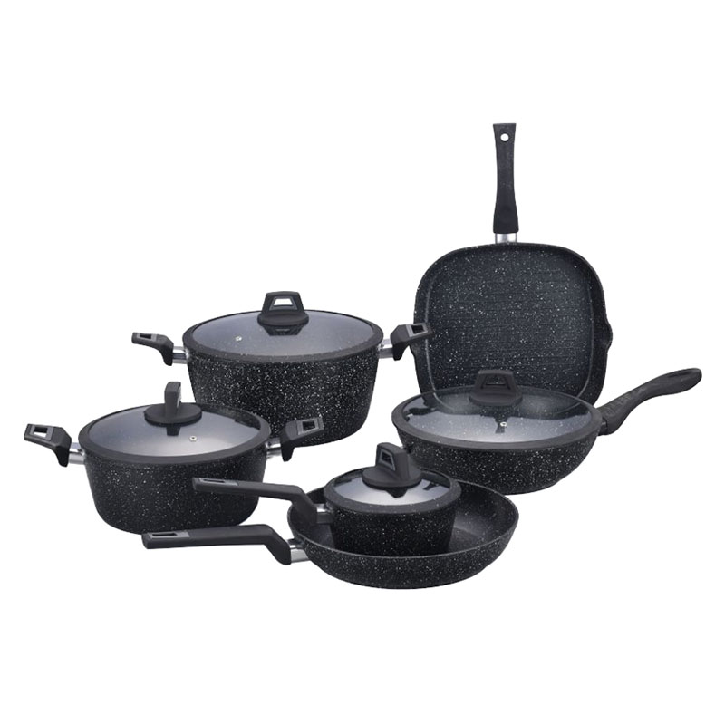 Firma de moda Black Fireproof no Stick Set Forged Cook utensilios de cocina