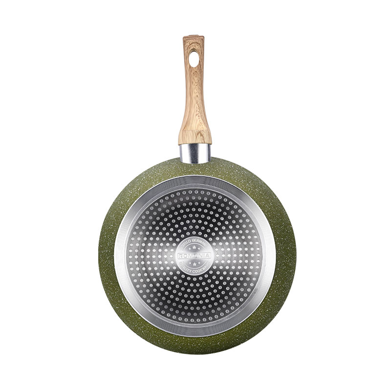 Nuevo diseño Wood Grain forjado buenos utensilios de cocina sin palos