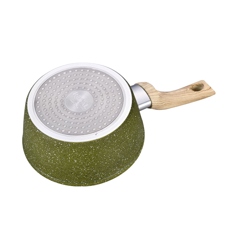 Nuevo diseño Wood Grain forjado buenos utensilios de cocina sin palos