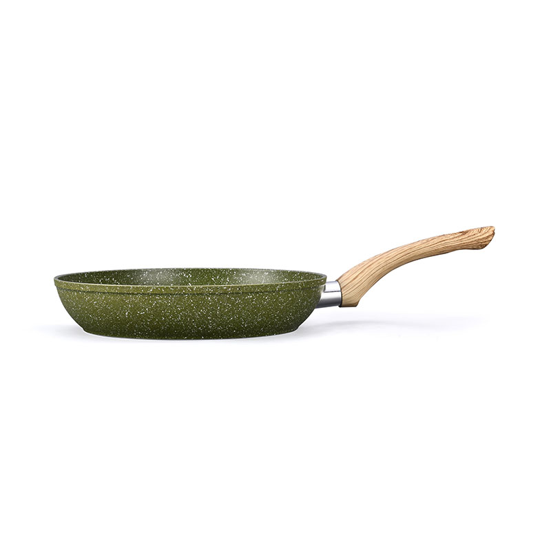 Nuevo diseño Wood Grain forjado buenos utensilios de cocina sin palos