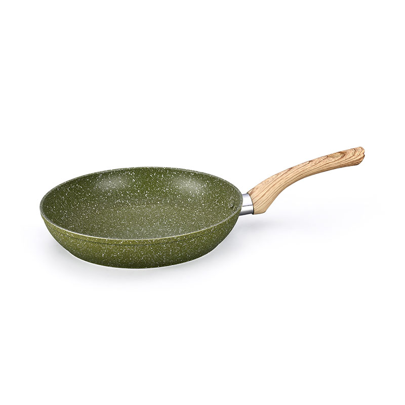 Nuevo diseño Wood Grain forjado buenos utensilios de cocina sin palos