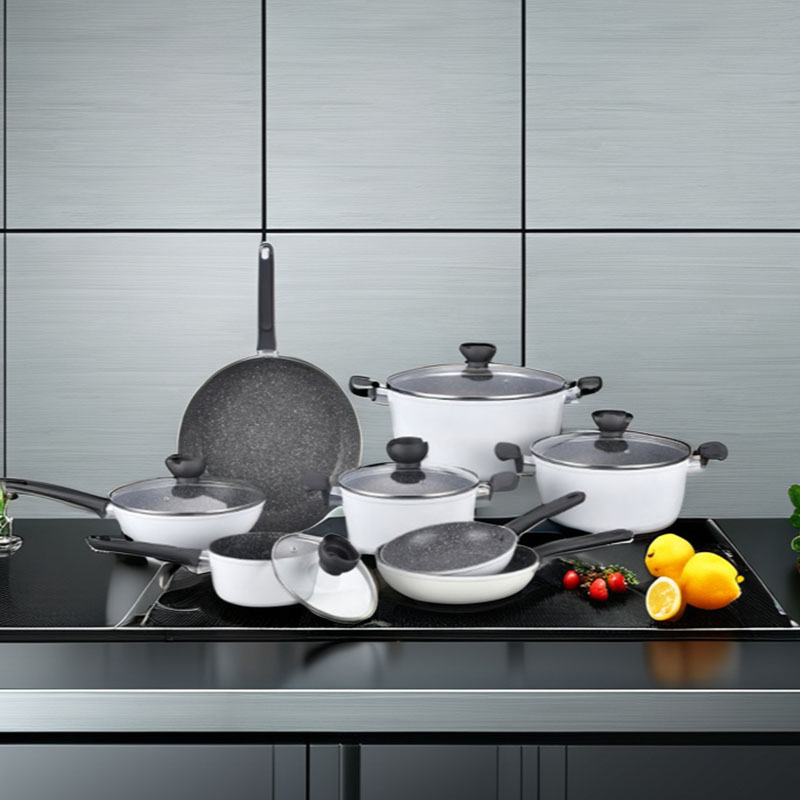 Utensilios de cocina de mango desmontable forjado de grano de madera con laca