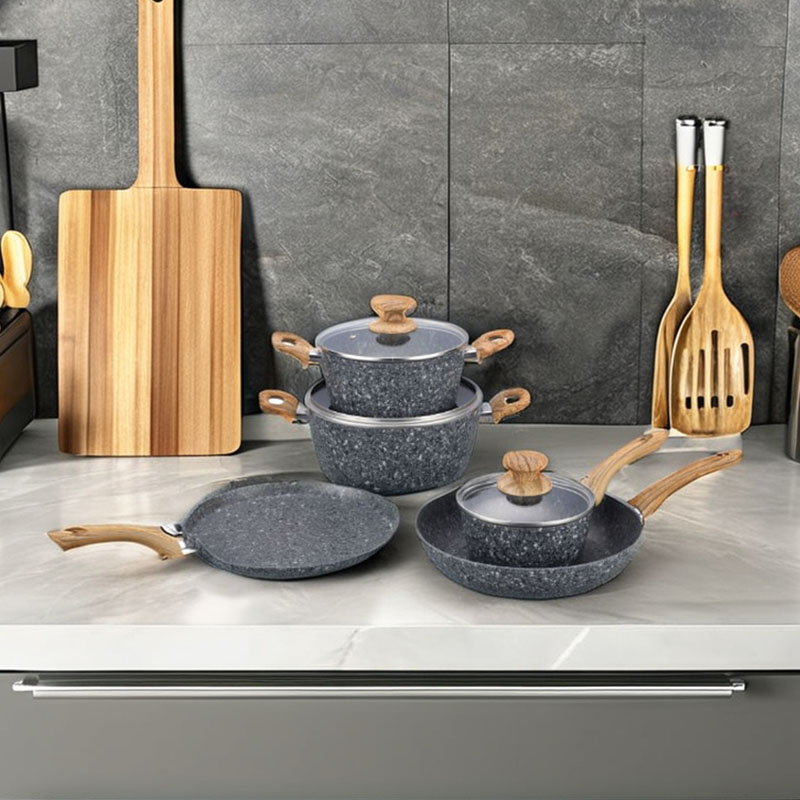 Ganitas de cocina de granito y sartenes utensilios de cocina forjados