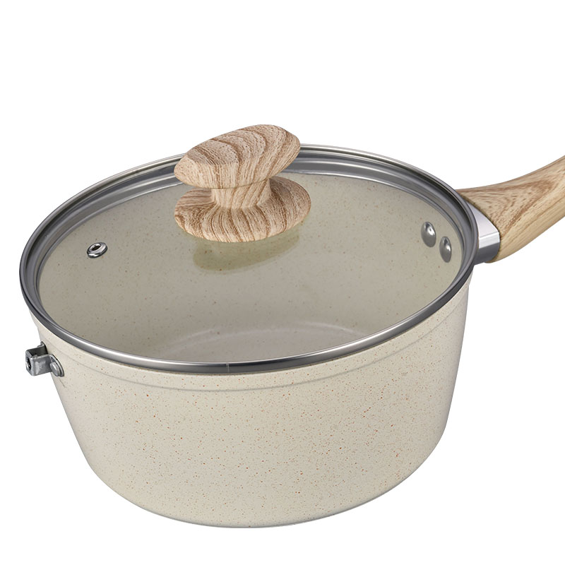 Hoques de cocción de mármol blanco cremoso y sartenes utensilios de cocina forjados