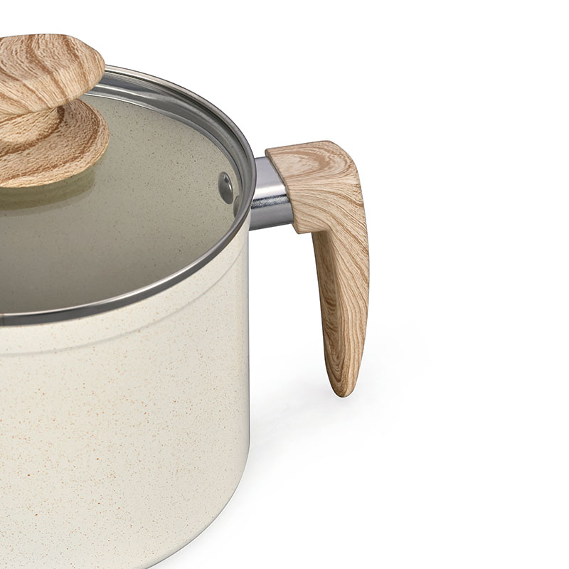 Hoques de cocción de mármol blanco cremoso y sartenes utensilios de cocina forjados