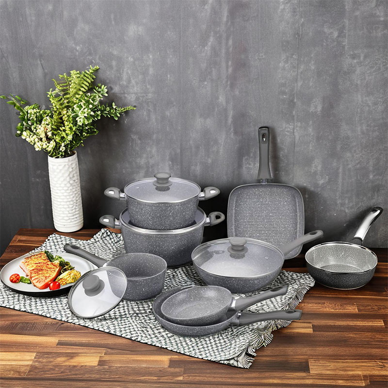 Juegos de cocina de mármol suave táctil con toque forjado