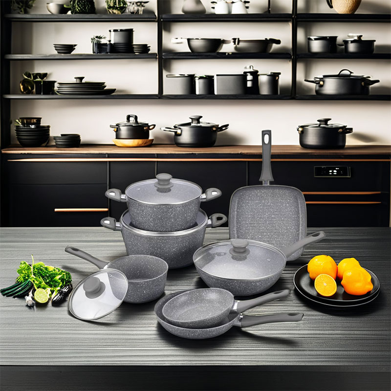 Juegos de cocina de mármol suave táctil con toque forjado