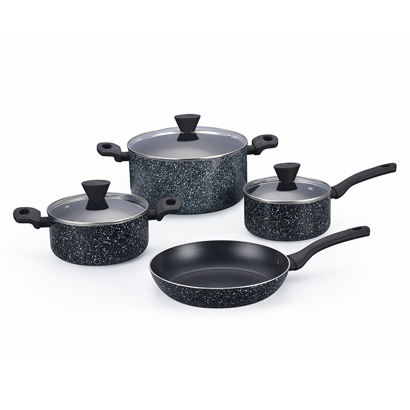 Potes de cocina negros negros premium sin hojas de cocina presionadas