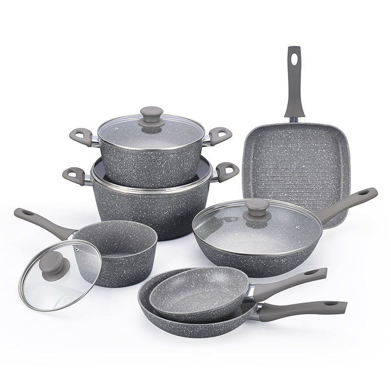 Juegos de cocina de mármol suave táctil con toque forjado