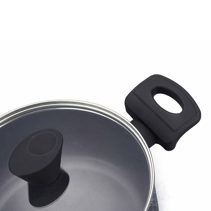 Potes de cocina negros negros premium sin hojas de cocina presionadas
