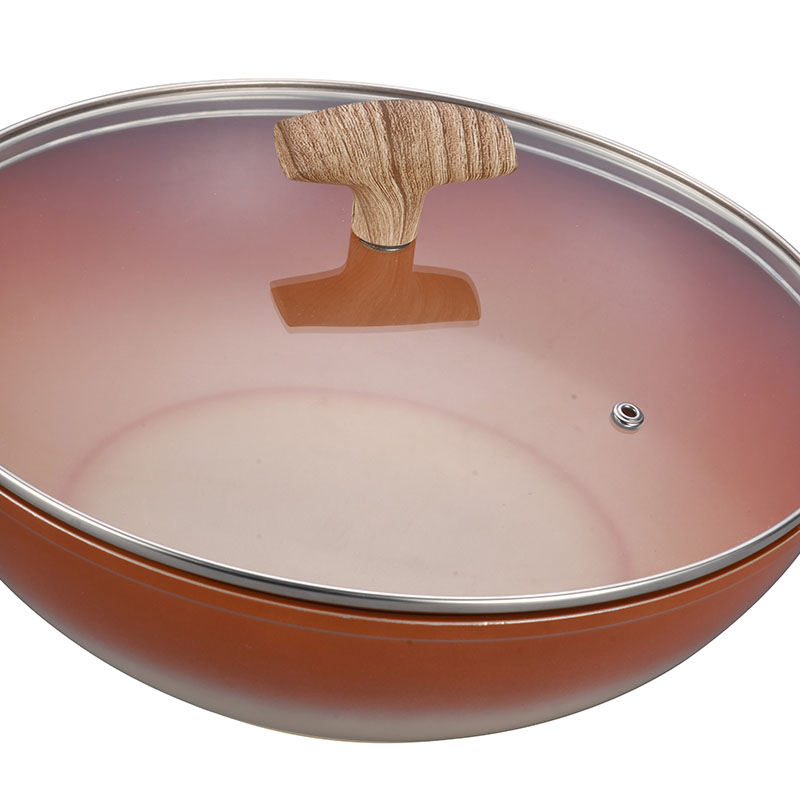 Pot Juego de cooks de cocción sin barra con grano de madera