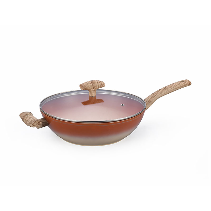 Pot Juego de cooks de cocción sin barra con grano de madera