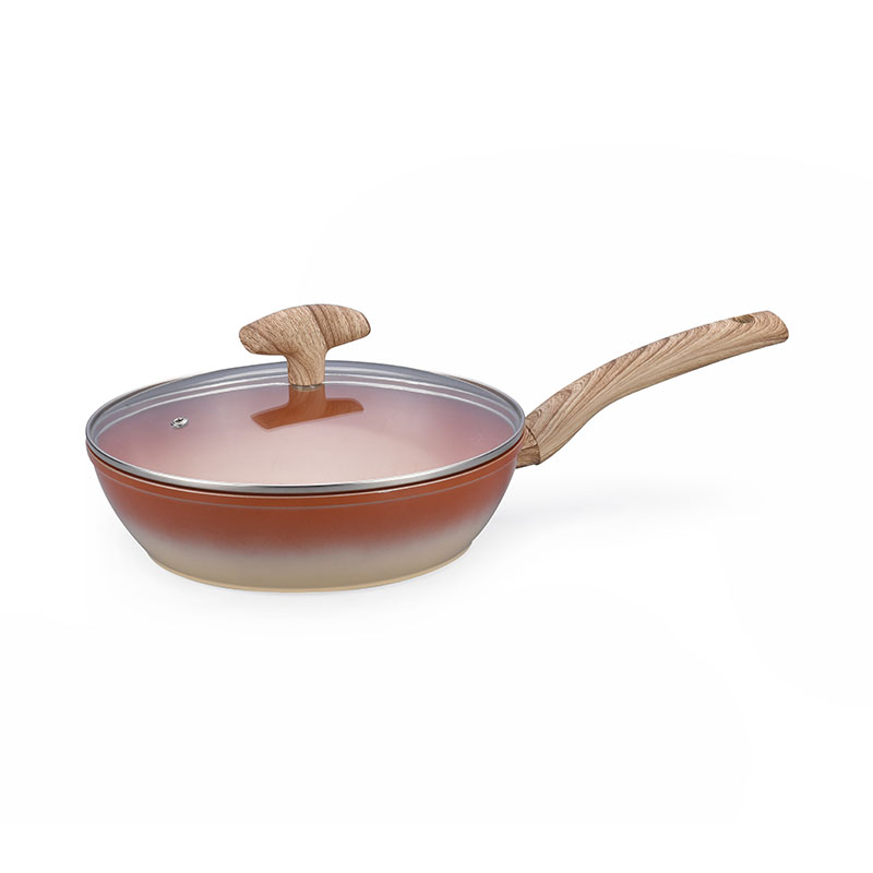 Pot Juego de cooks de cocción sin barra con grano de madera