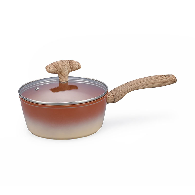 Pot Juego de cooks de cocción sin barra con grano de madera