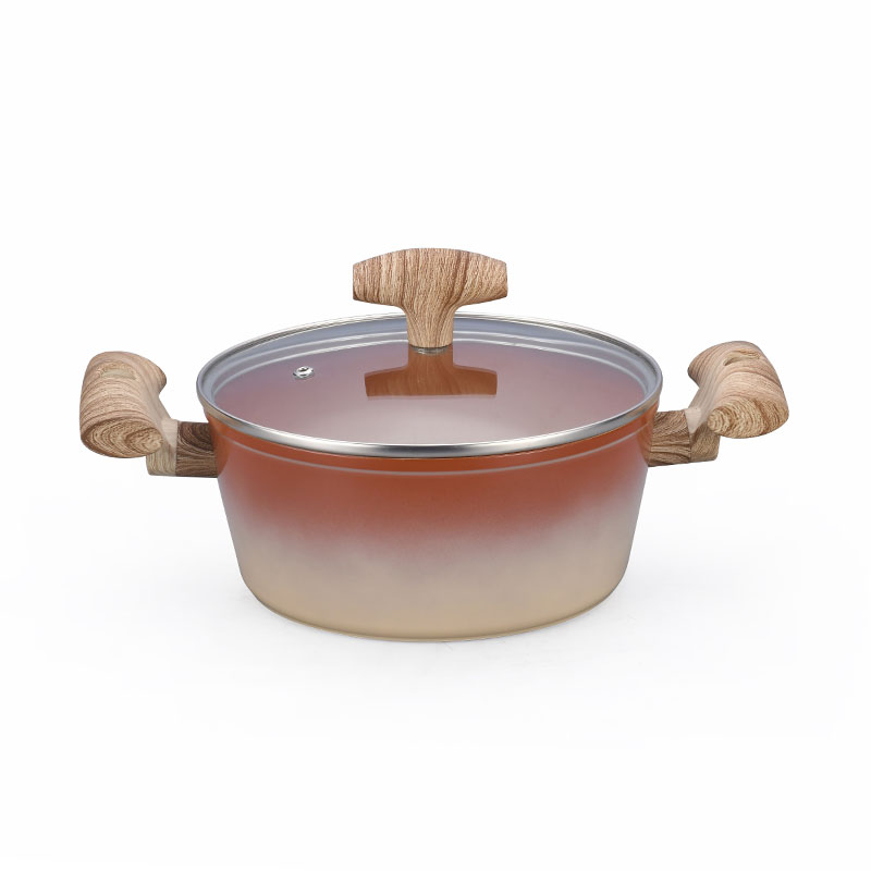 Pot Juego de cooks de cocción sin barra con grano de madera