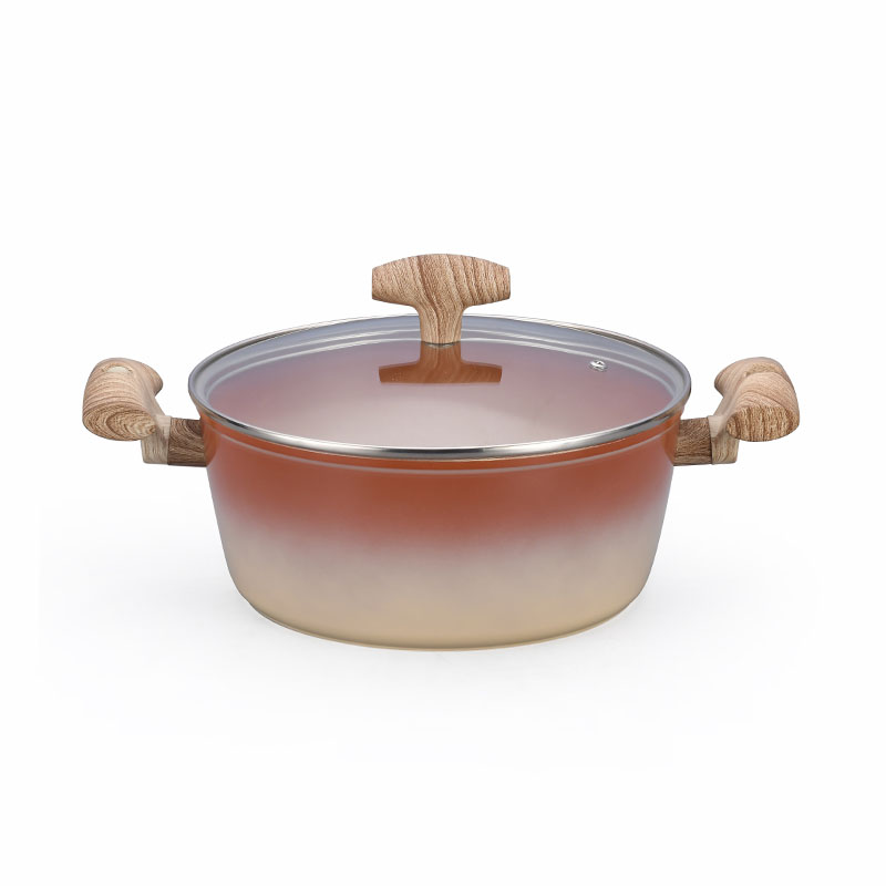 Pot Juego de cooks de cocción sin barra con grano de madera