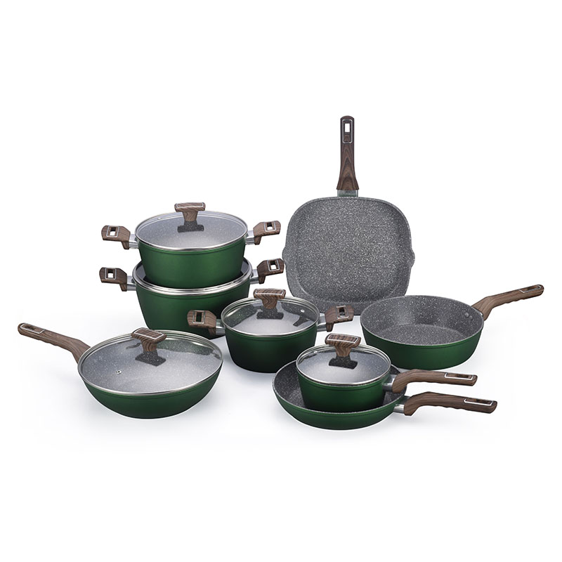 Hoques de cocción sin palos de piedra gris oscuro utensilios de cocina forjados