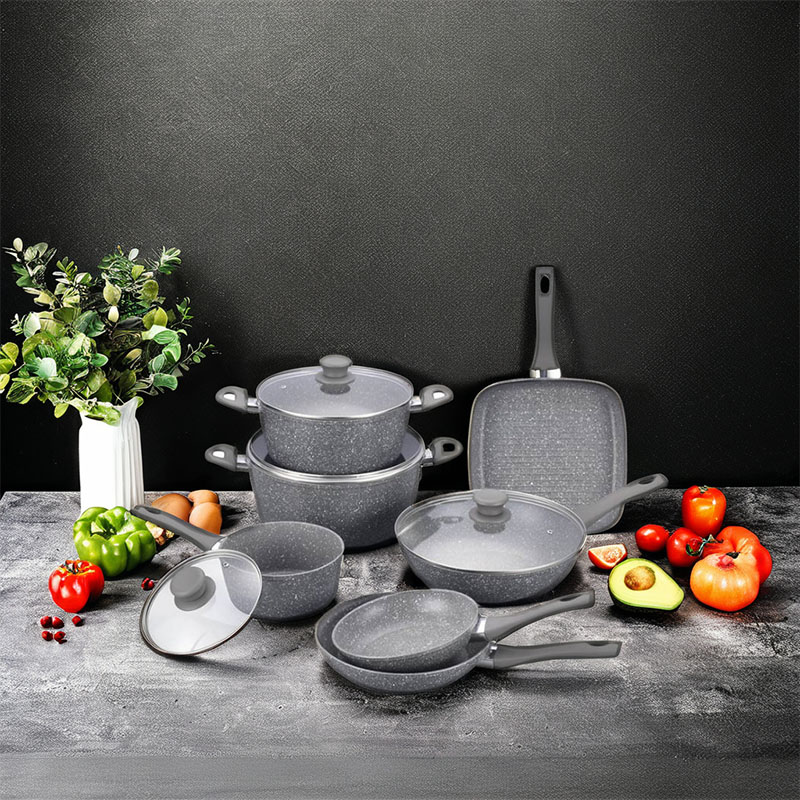 Juegos de cocina de mármol suave táctil con toque forjado