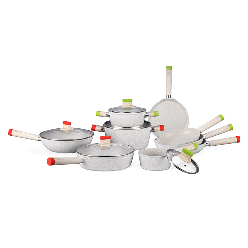 Kitchenware Juego de utensilios de cocina forjados de mármol con colorido ornamental