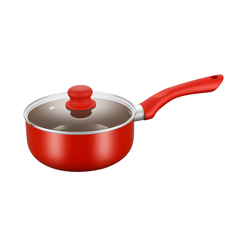 Utensilios de cocina de olla roja con tapas de vidrio
