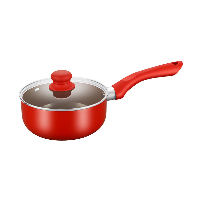 Utensilios de cocina de olla roja con tapas de vidrio