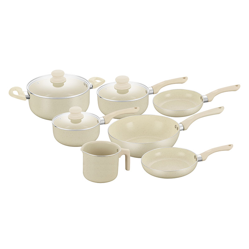 Beige Set Pot como utensilios de cocina presionados con manija desmontable