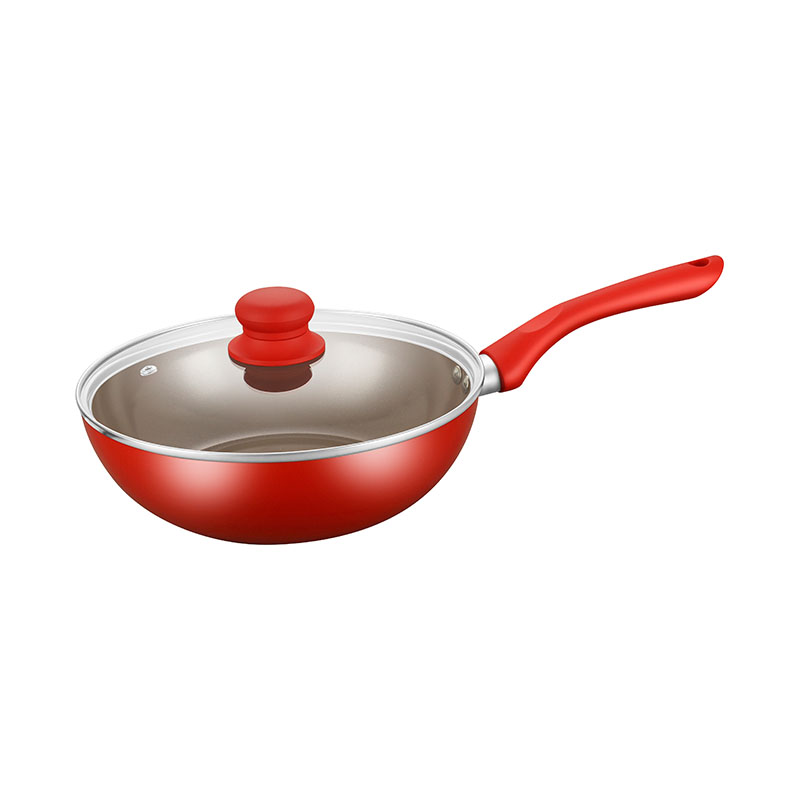 Utensilios de cocina de olla roja con tapas de vidrio
