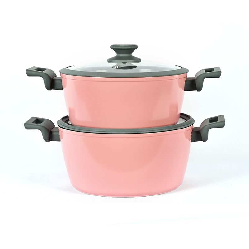 Telamon Pink & Grey Chic Cubriz de cerámica Cocina Forjada Juego de utensilios