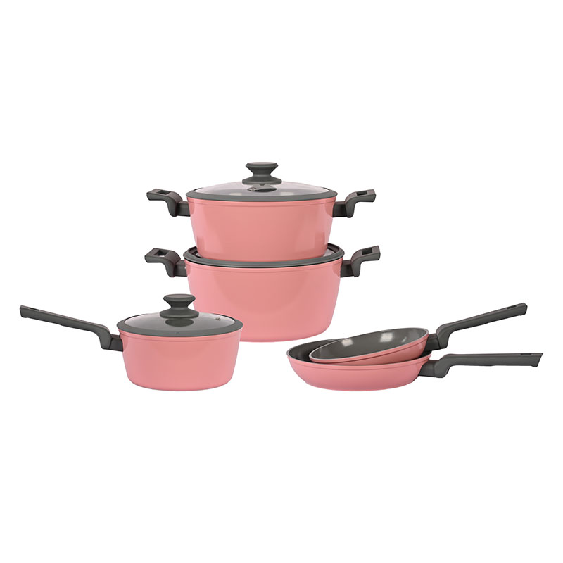 Telamon Pink & Grey Chic Cubriz de cerámica Cocina Forjada Juego de utensilios