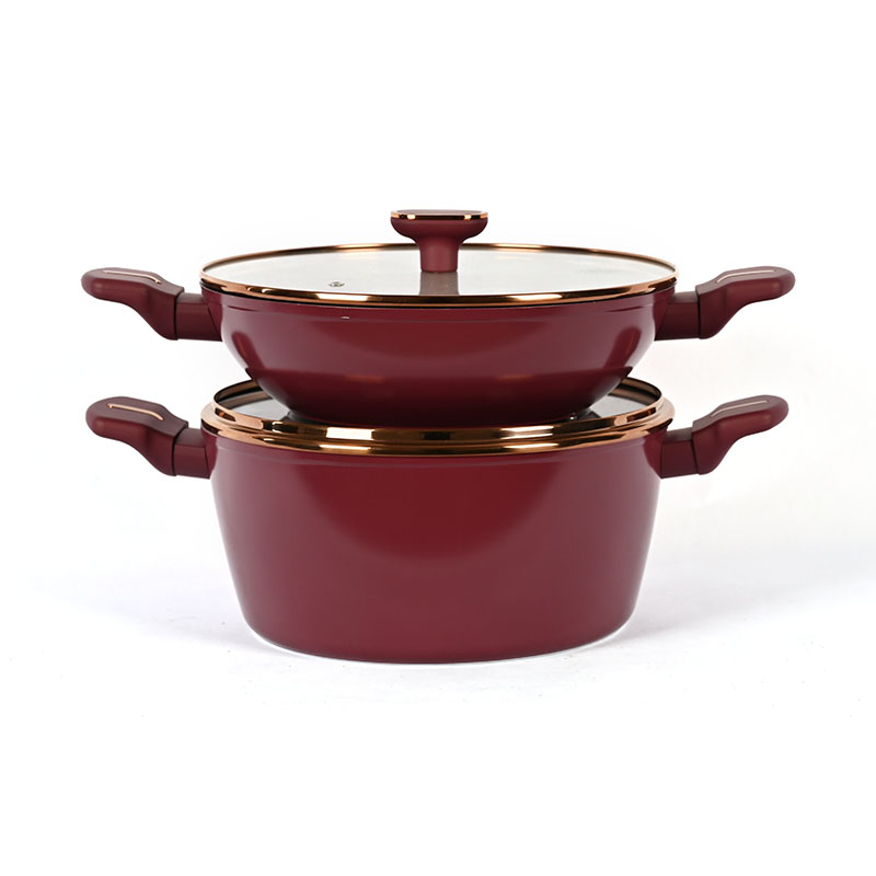 Telamon Burgundy utensilios de cocina con accesorios de borde dorado
