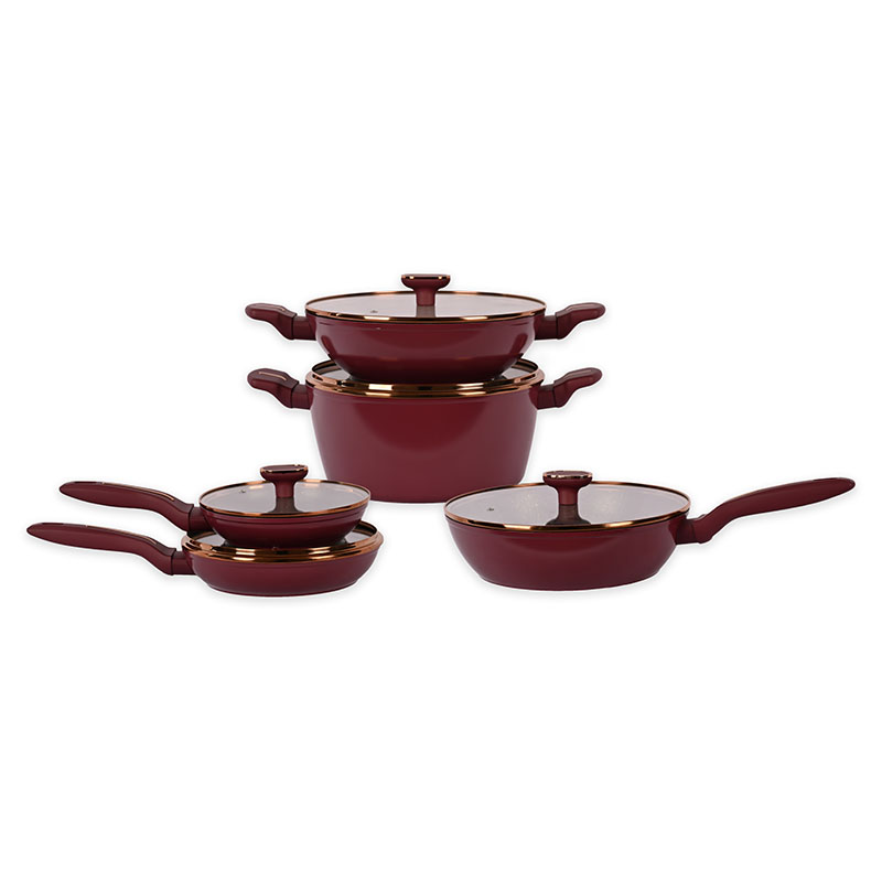 Telamon Burgundy utensilios de cocina con accesorios de borde dorado