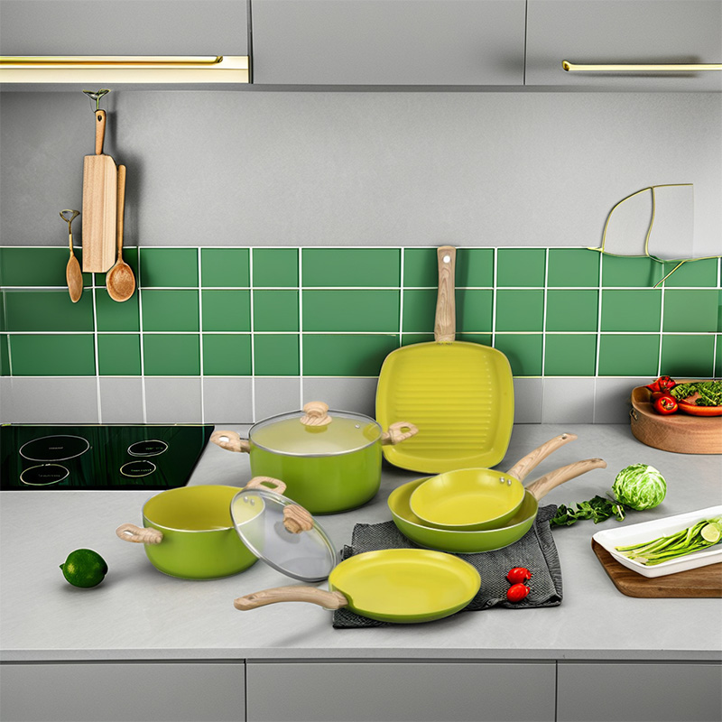 Telamon nuevo juego de utensilios de cocina antiadherentes de oliva verde oliva