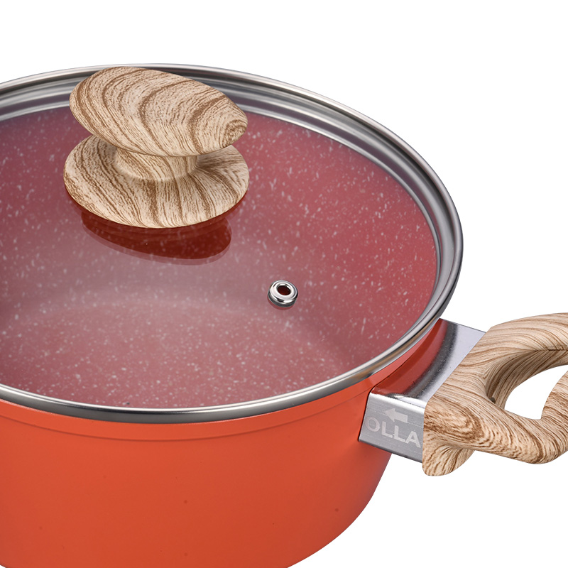 Telamon Tangerine Marble Coating Cookware de coches de cocina