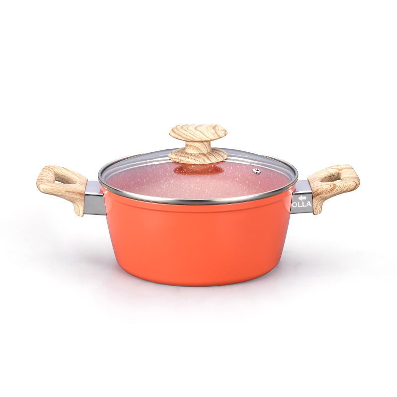 Telamon Tangerine Marble Coating Cookware de coches de cocina